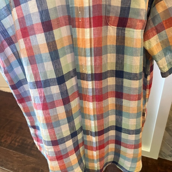 Brooks Brothers 100% Linen Multicolored Check Button Down Men's Shirt Excellent - Picture 7 of 14